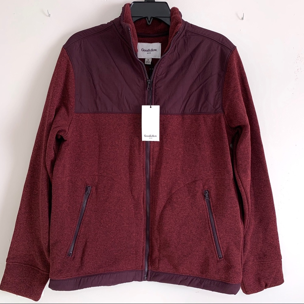 Goodfellow & Co Burgundy Zip-Up Fleece Jacket NWT - Picture 2 of 8